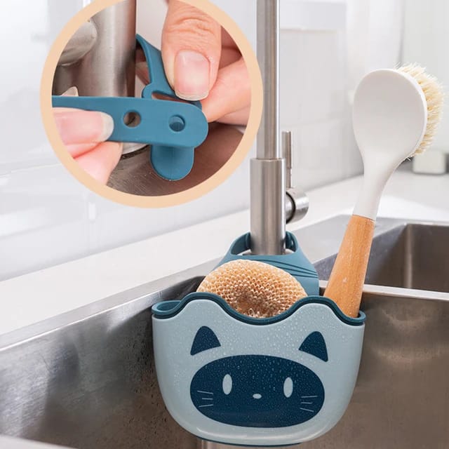 Faucet Hanging Sponge Holder, Kitchen Dish Sponge Holder For Sink, Strap Faucet Sponge Holder With Drain Faucet Hanging Sponge Holder, Kitchen Dish Sponge Holder For Sink, Strap Faucet Sponge Holder With Drain